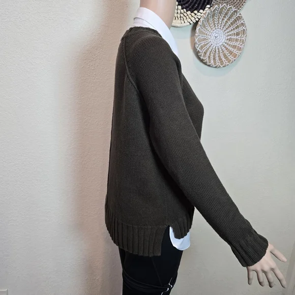 LAUREN RALPH LAUREN Womens Sweater Layered Bullion Patch Logo Brown Small - Picture 14 of 16